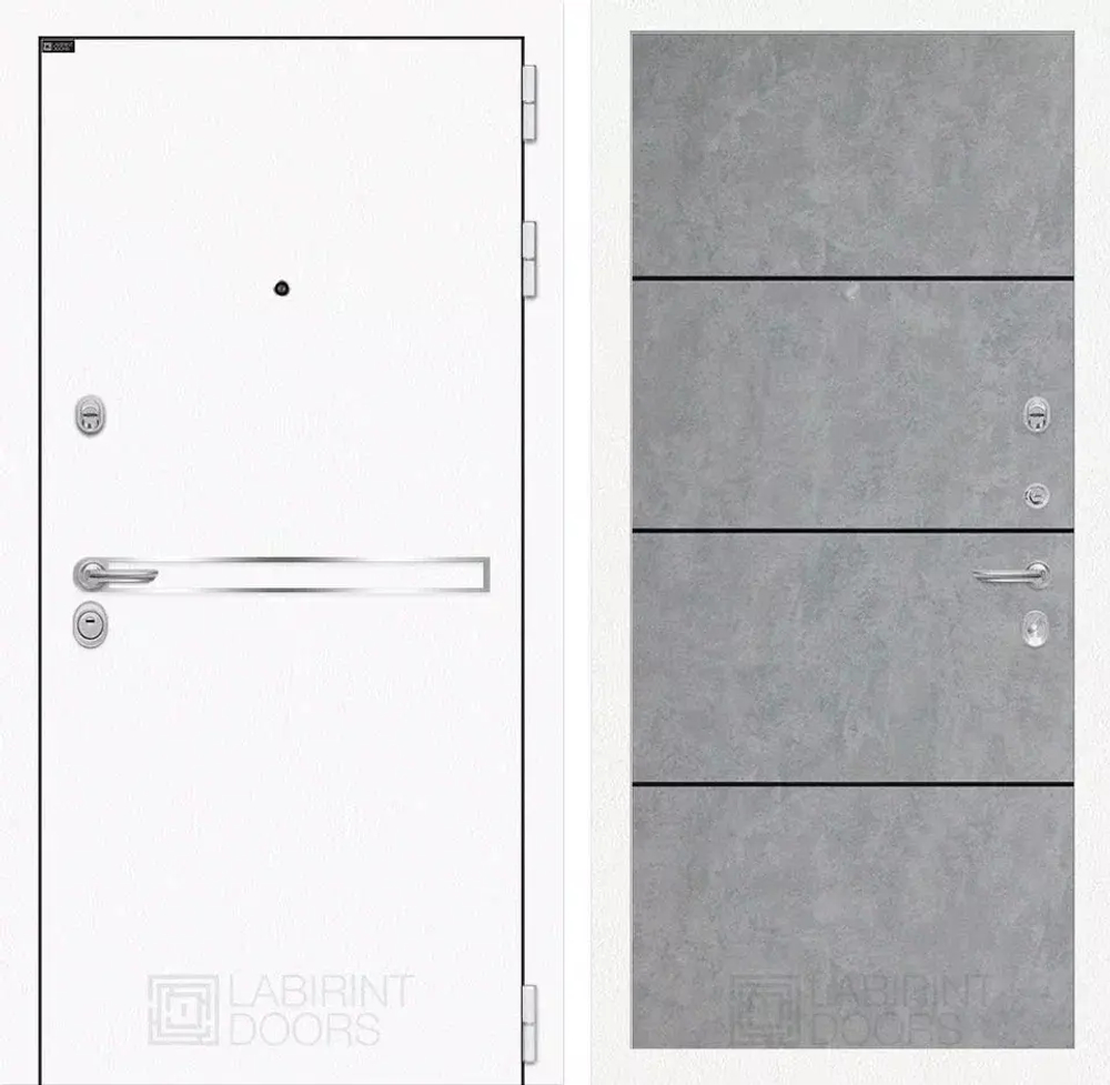 Дверь входная Лабиринт Лайн WHITE 25 Бетон светлый металлическая