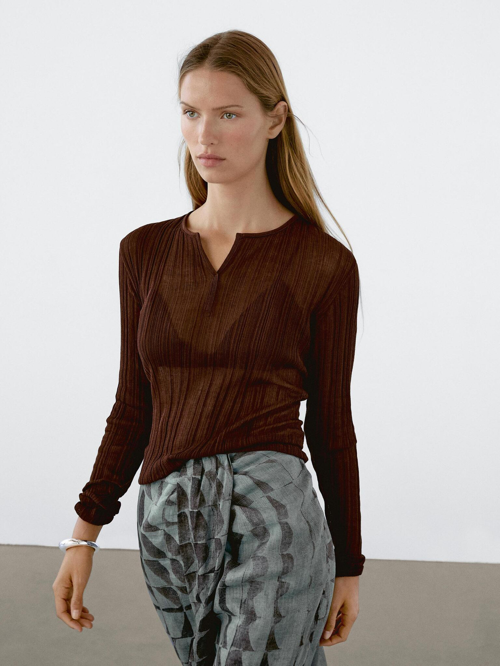 Massimo Dutti Юбка миди с принтом и сборкой, нефтяно-синий