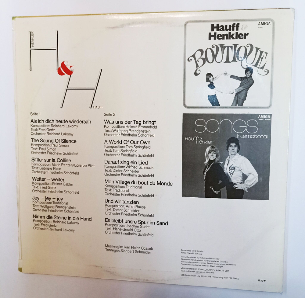 Винтажная виниловая пластинка LP Henkler and Hauff H and H (ГДР 1974)