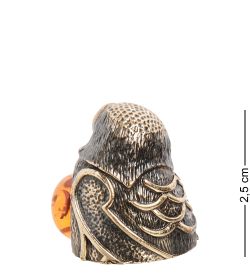 AM-2054 Наперсток «Сова Неясыть» (латунь, янтарь)