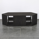 Тумба под телевизор угловая Эдгар 114х39.5х35 см деревянная с полками дизайнерская / Тумба под тв из массива дуба, черный дуб