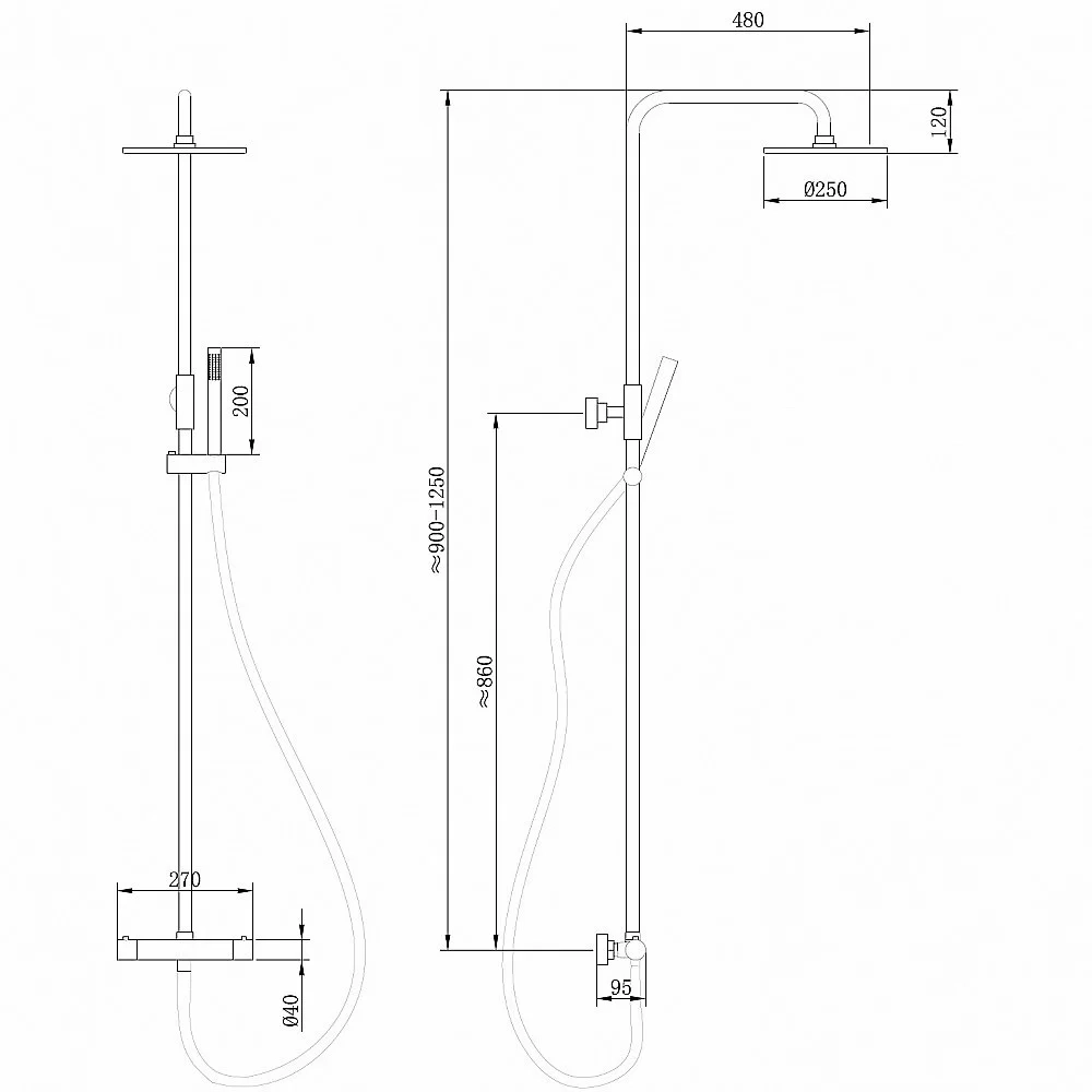 Душевая система Abber WASSER KREIS AF8160B черная матовая