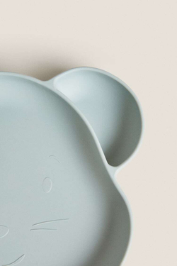 ZARA HOME СИЛИКОНОВАЯ ТАРЕЛКА «МЫШКА», СЕРО-ЗЕЛЕНЫЙ
