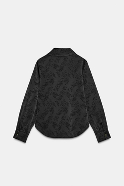 ZARA РУБАШКА С БРОШЬЮ, ЧЕРНЫЙ