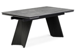 Керамический стол Woodville Вейв 140(200)х80 серый мрамор larka grey, черный
