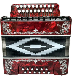 ГАРМОНЬ "ЧАЙКА" (S48ХL, 19х12), ЦВЕТ КРАСНЫЙ, РОСПИСЬ "БЕЛЫМ"