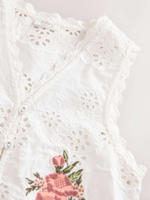 Блуза без рукавов с вышивкой для девочки Next AD6-051, Белый