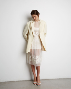 Топ из шелка с вышивкой молочный