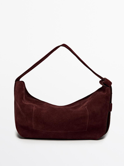 Massimo Dutti Замшевая сумка с плечевым ремнем, бордо