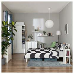 IKEA BRUKSVARA  (ИКЕА БРУКСВАРА)  -  Пододеяльник и 2 наволочки, антрацит/белый, 200x200/50x60 см