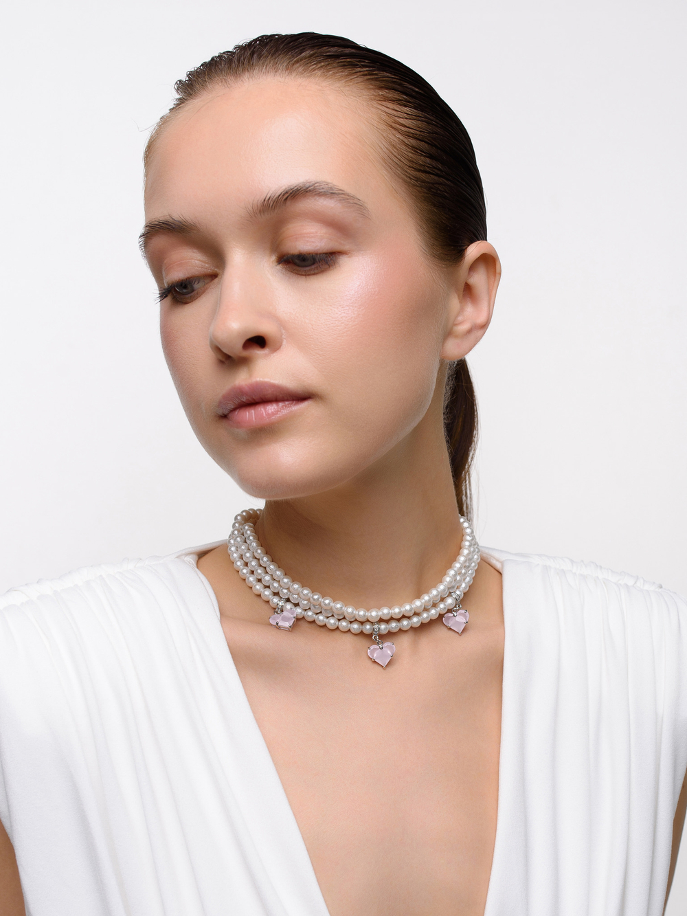 Колье "Delicacy pink soul" Silver