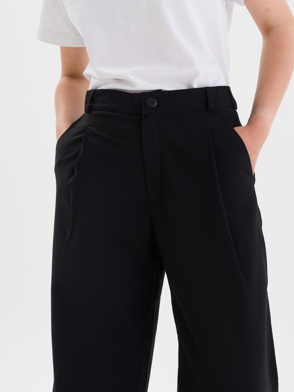 Брюки широкие с защипами черные - фото 6