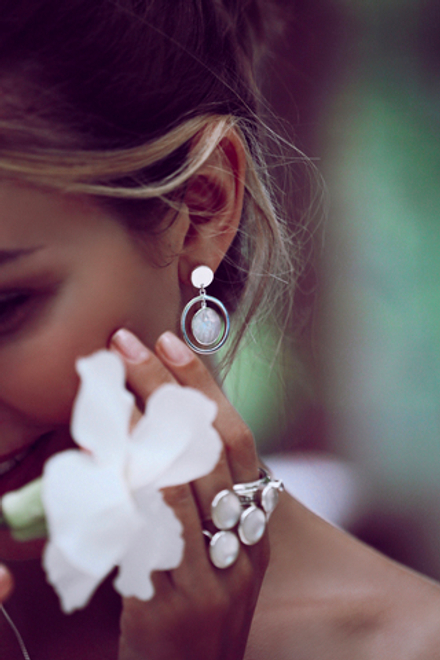 Серьги «Облако» с белым перламутром