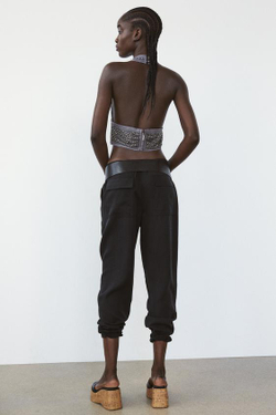 ZARA БЛЕСТЯЩИЙ ТОП С ГОРЛОВИНОЙ ХАЛТЕР, СЕРЫЙ