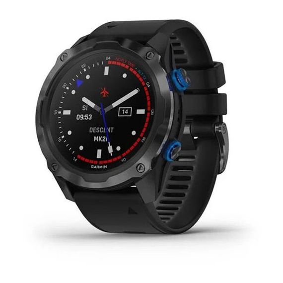 Умные часы - дайвинг компьютер Garmin Descent MK2i титановые с DLC-покрытием и черным ремешком