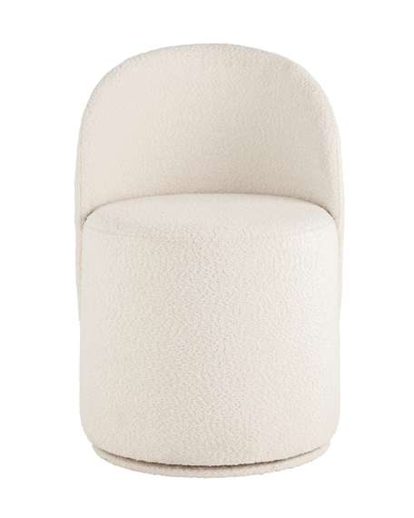 Крутящийся пуф со спинкой Loreen, белое букле