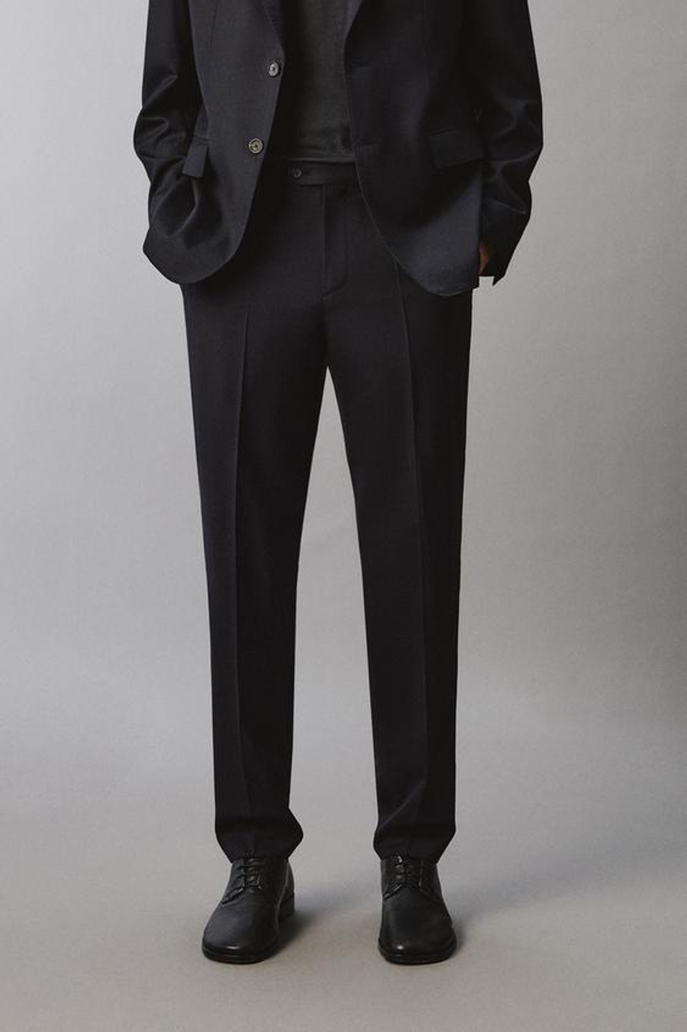 ZARA КОСТЮМНЫЕ БРЮКИ ИЗ 100% ШЕРСТИ, МОРСКОЙ СИНИЙ