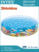 Бассейн каркасный Intex 58472 Snapset 244х38 см / Круглый сборный бассейн Пляжные друзья Интекс жесткий для дачи