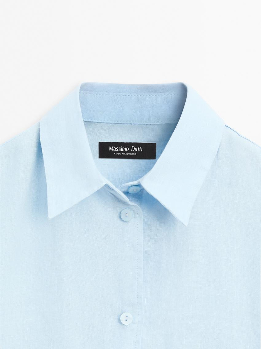 Massimo Dutti Рубашка из струящегося 100% льна, небесно-голубой