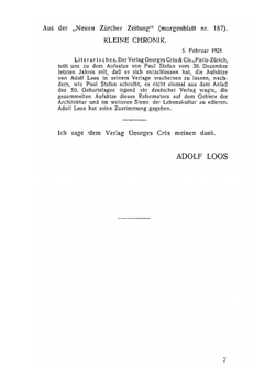 Ins Leere gesprochen. 1897-1900 | Adolf Loos