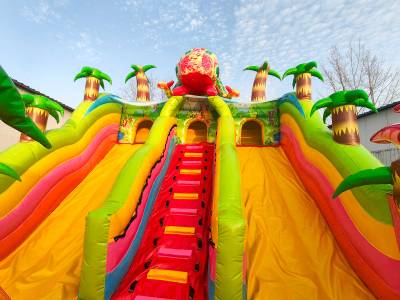 Коммерческий надувной батут «Хамелеон и динозавры Ультра 2» 12*6*6 м