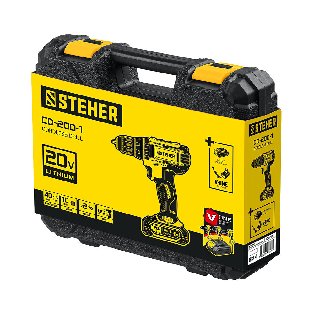 Дрель-шуруповерт Steher V1 CD-200-1 20В 1х2 Ач