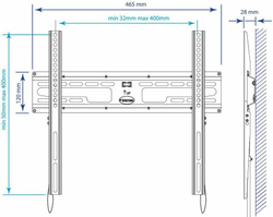 Кронштейн для телевизора Kromax FLAT-3 черный 22"-65" макс.55кг настенный фиксированный (26009)