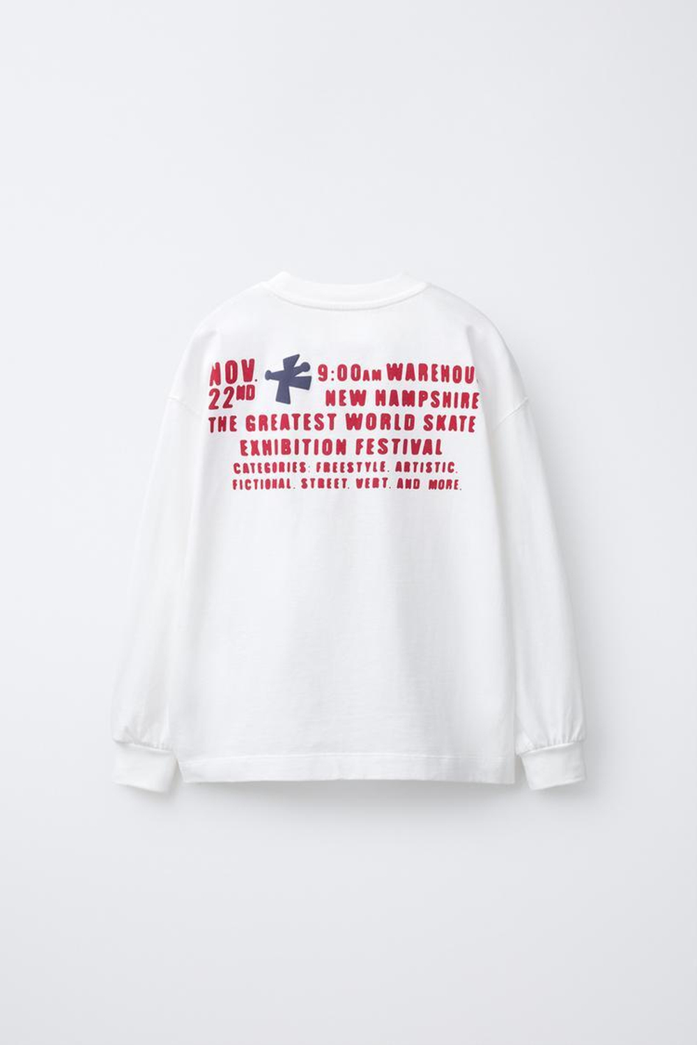 ZARA ЛОНГСЛИВ С РЕЛЬЕФНЫМ ПРИНТОМ, ЖЕЛТОВАТО-БЕЛЫЙ