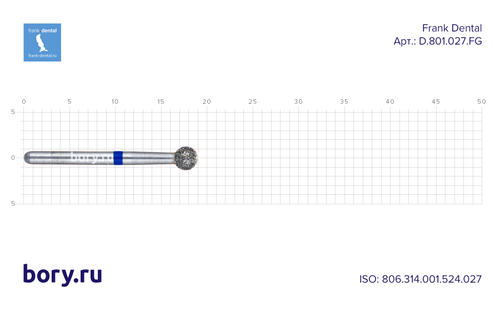Бор алмазный стандартный Frank Dental типа FG - D.801.027.FG