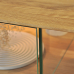 Комод 140х42х80, Паво, дубовый, с подсветкой, 3 двери со стеклом, витрина стеклянная, цвет натуральный, массив дуба, Dipriz