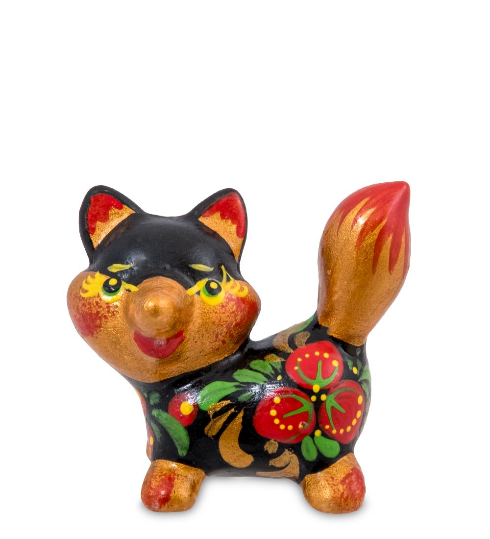 ГЛ- 974 Фигурка «Лисенок» хохлома (Гжельский фарфор)