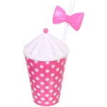 Стакан пластиковый 500мл «Горошек» с трубочкой и крышкой, цвета микс