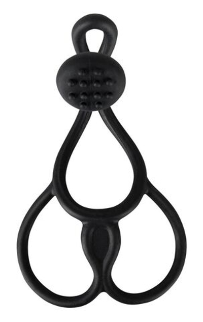 Кoльцо для пениса и мошонки Triple с клиторальным стимулятором (Цвет: черный)