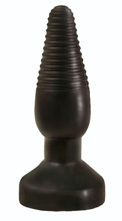 Чёрный анальный плаг с ребристой поверхностью - 14 см. (Цвет: черный)