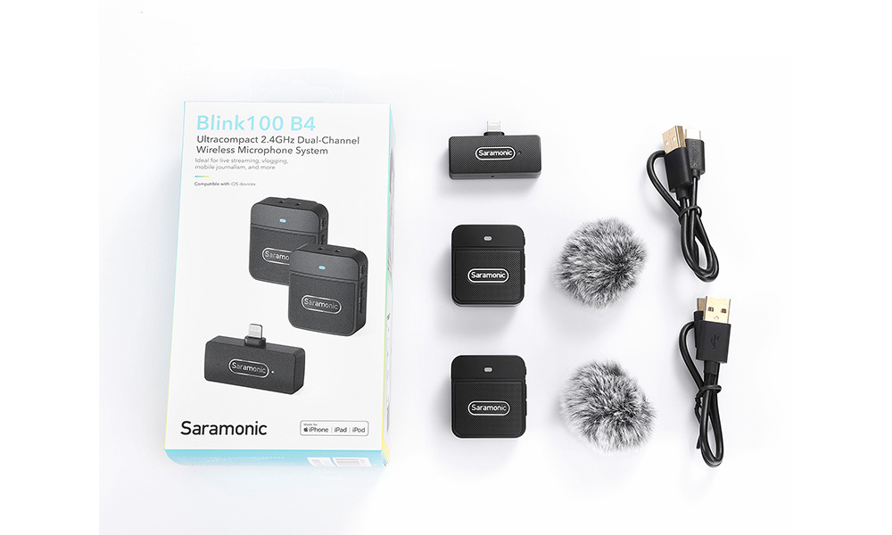 Радиосистема Saramonic Blink100 B4(TX+TX+RXDI) 2,4Ггц приемник + 2 передатчика, разъем Lightning
