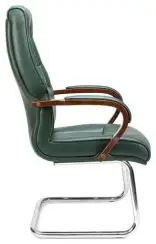 Конференц-кресло БОТТИЧЕЛЛИ CF дерево зеленая глянцевая кожа