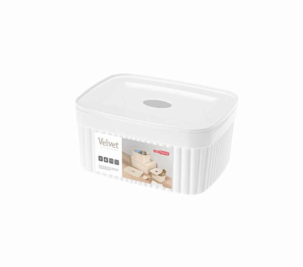 Корзина для хранения с крышкой "Velvet" 0,9л, 15х11,5х7см, цв.белый