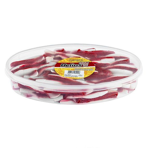 Виброхвост несъедоб. Chubby 3,55&#39;/9 см Red &amp; White 100шт. (HS-4-003-N) Helios