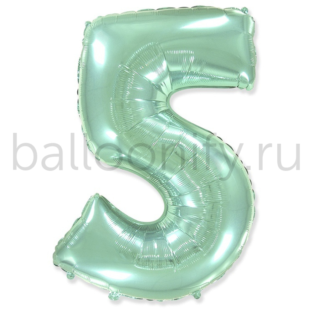 Шар ЦИФРА 5 Пастель Mint 40" 102 см