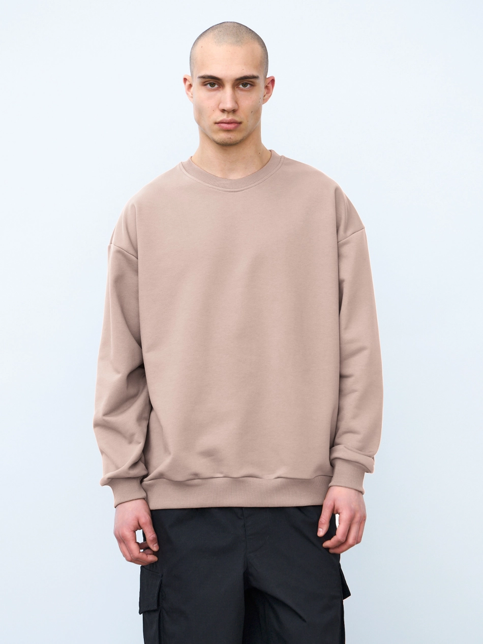 Свитшот оверсайз, без начеса (бежевый)