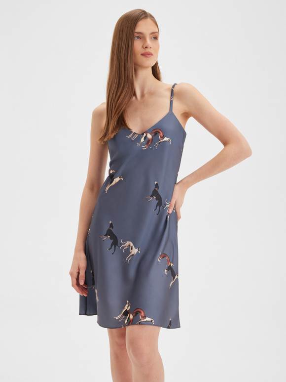 Шелковая комбинация с борзыми графит