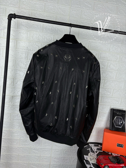 Кожаная куртка Philipp Plein с металлическими звёздами