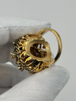 Кольцо с коричневыми кристаллами