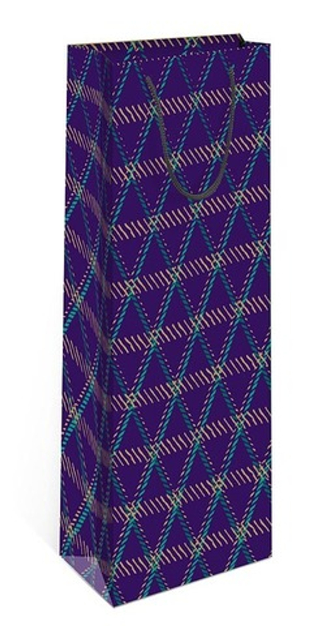 Пакет подарочный для вина, Стильный паттерн, Фиолетовый, 36*12*9 см, 1 шт.