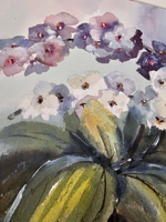 Картина авторская акварельная в паспарту 30х40 см на стену для интерьера "Фаленопсис"