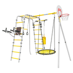 Детский спортивный комплекс для дачи ROMANA Fitness (Фитнес, желтый/серый) (сетка-гнездо)