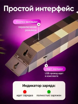 Ночник майнкрафт, светильник факел minecraft, 4 цвета беспроводной в детскую комнату