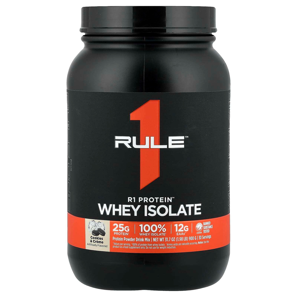 Rule One Proteins, R1, протеиновая смесь для приготовления напитка, со вкусом печенья и крема, 900 г (1,98 фунта)