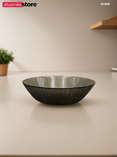 Салатник 900 мл. 20х5,5 см. стекло с золотистой обводкой