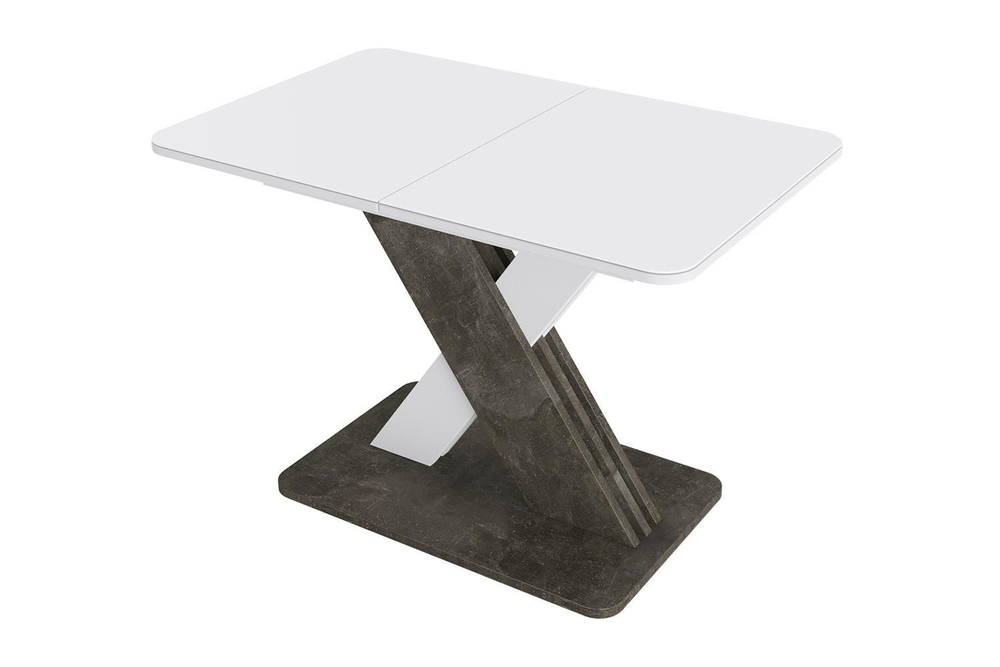 Стол кухонный обеденный раздвижной Ателье Тёмный/Белый/Стекло Серое Матовое, Люксембург, 110,4х70х75,7 см